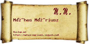 Méhes Máriusz névjegykártya